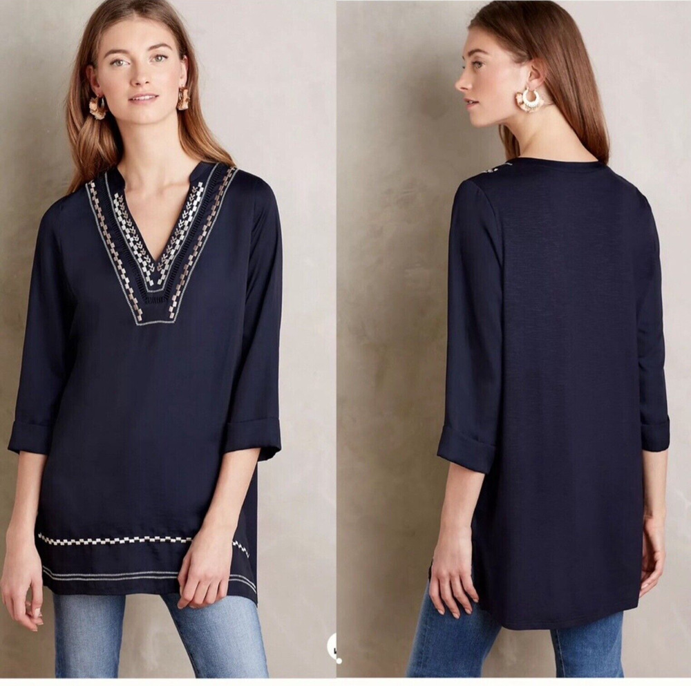 Anthropologie Dolan Left Coast Collection Tunic Women's Size M Embroidered Boho